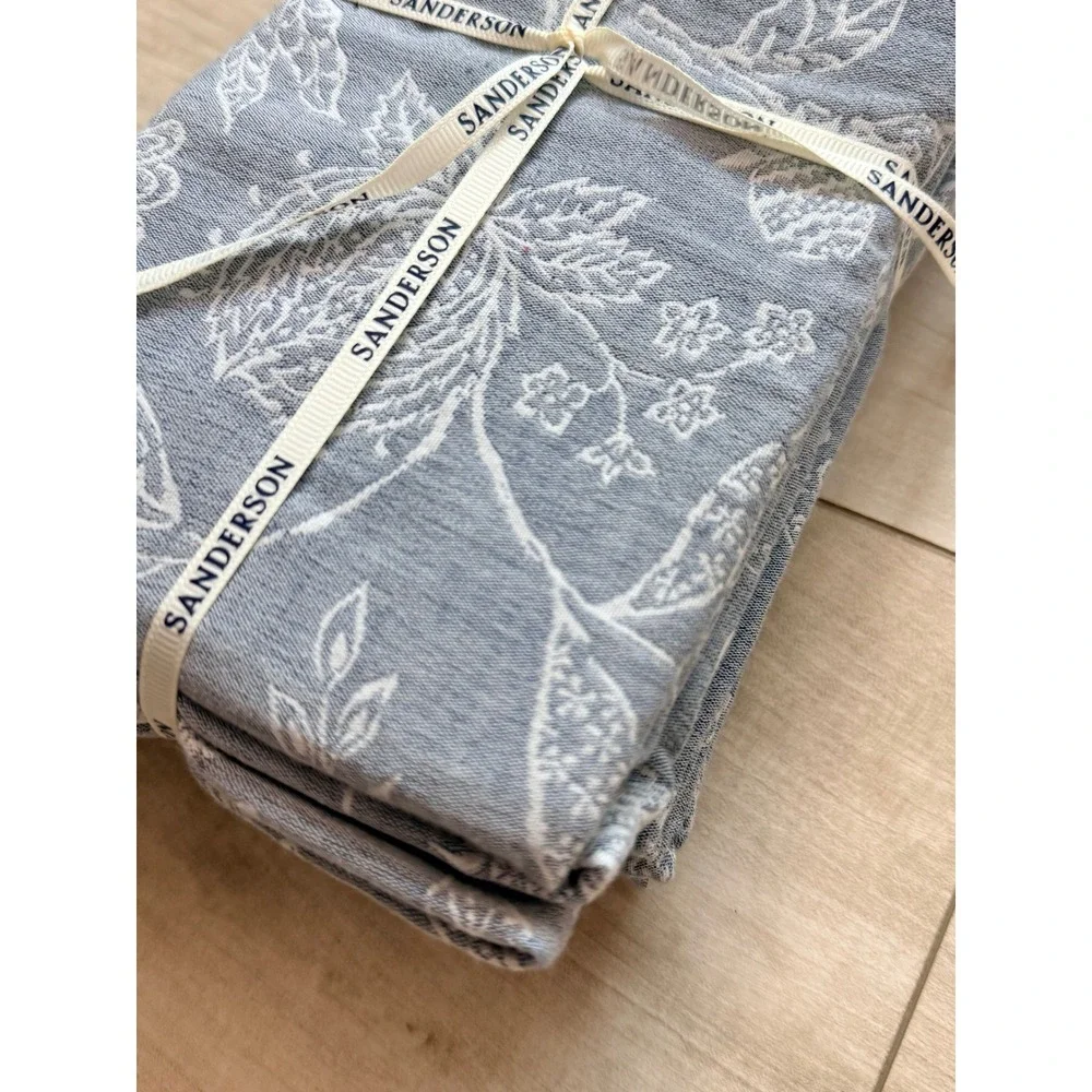 Sanderson Blue White Floral Jacquard Napkins Set of 4 Botanical Cottagecore